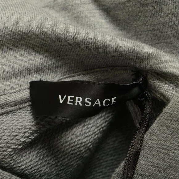 Versace Men's Gray & White Medusa Print Hooded Sweatshirt Hoodie US L IT 52